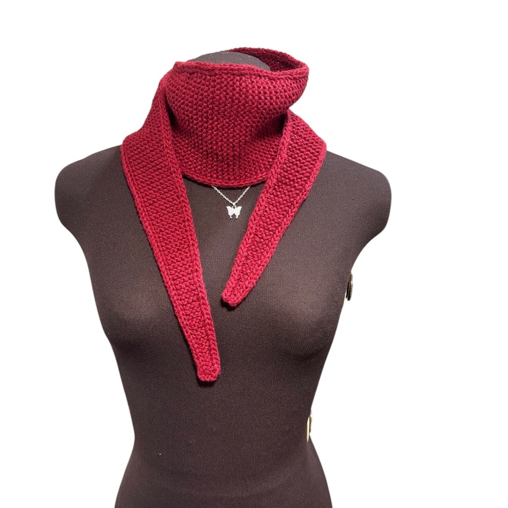 Sophie Scarf Burgundy Cashmere Neck Warmer Hand Knit Women Neckerchief Soft Cozy